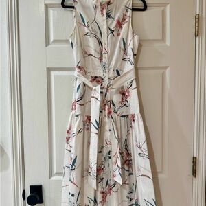 Floral Sleeveless White Dress